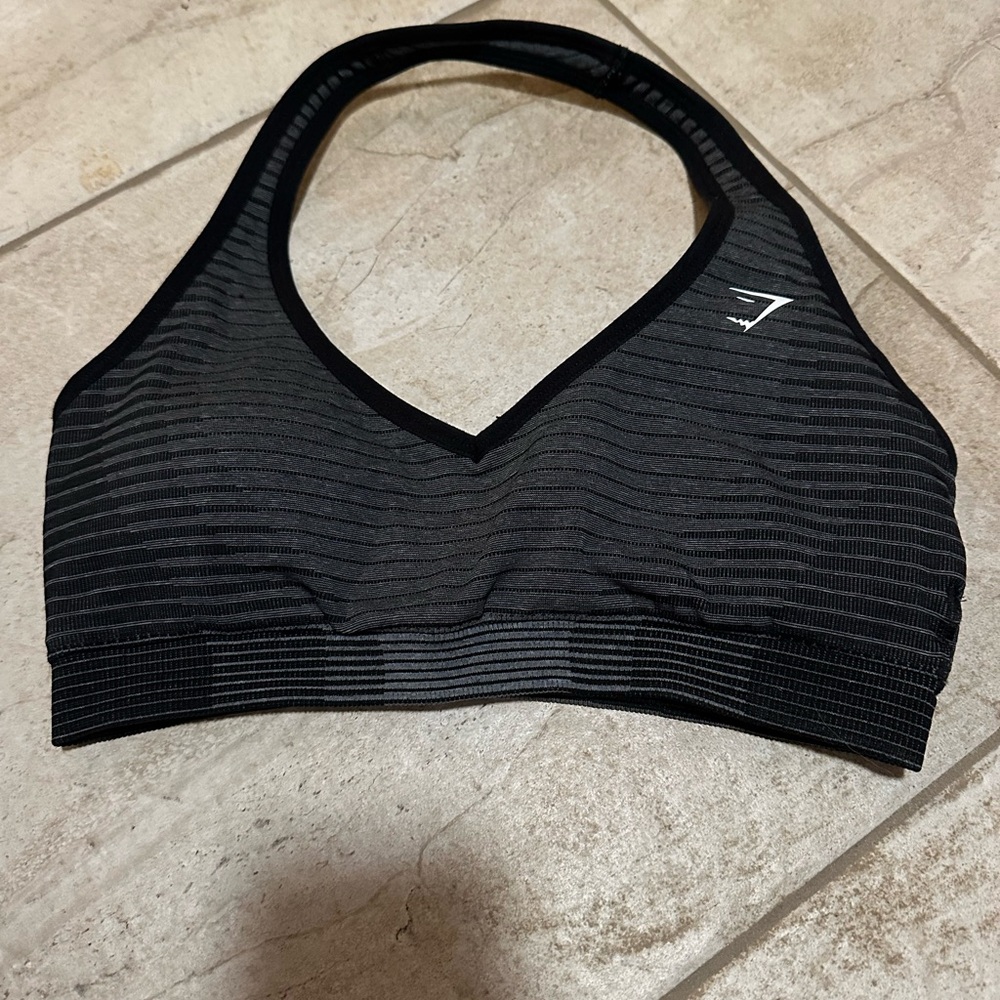Gymshark Black Striped Sports Bra